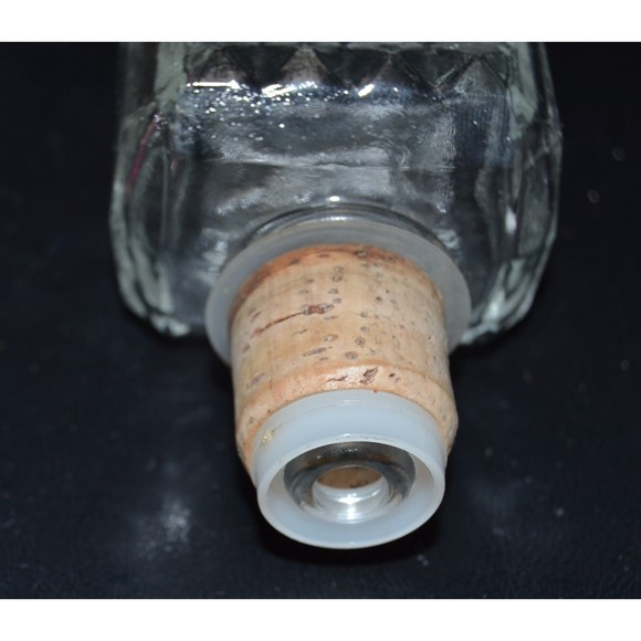 Vintage Old Taylor Bourbon Heavy Cut Glass Decanter w/ Cork Stopper 11.25" Tall - Picture 8 of 9